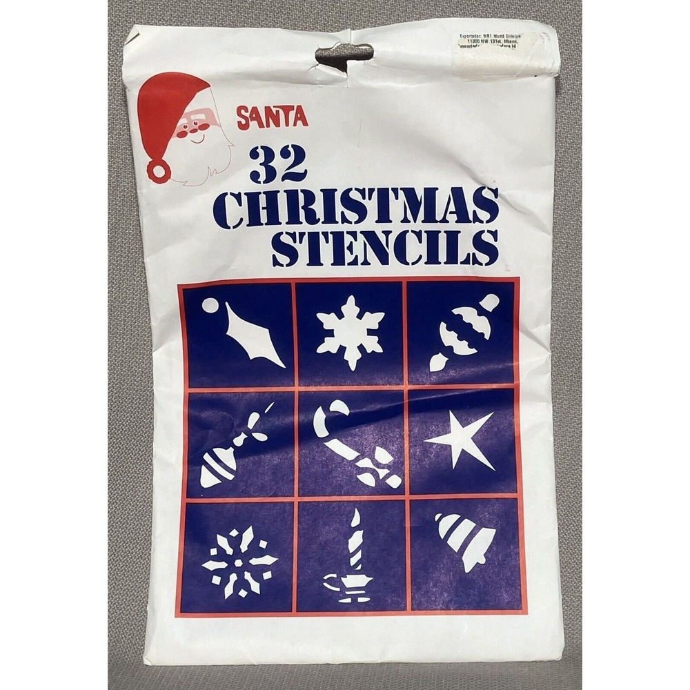 VTG 32 Christmas Stencils Chase Products Window Mirror Santa Snow Spray Holiday